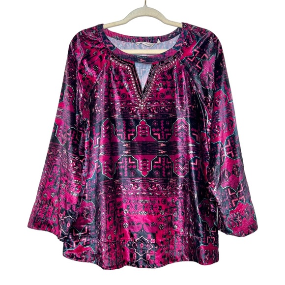 SOFT SURROUNDINGS Ottoman Velvet Blouse. Size Medium - Picture 3 of 10